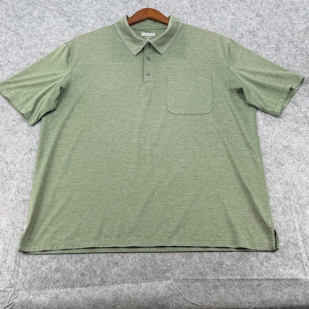 Duluth Trading Co Mens XL Green Performance Short Sleeve Pocket Polo Shirt